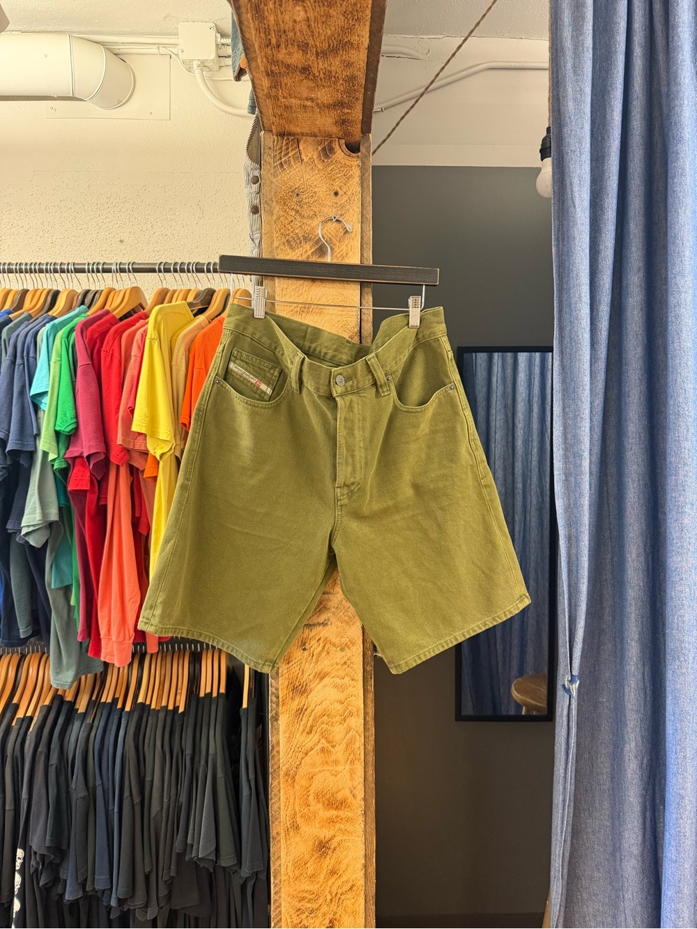 Vintage diesel industry green jorts